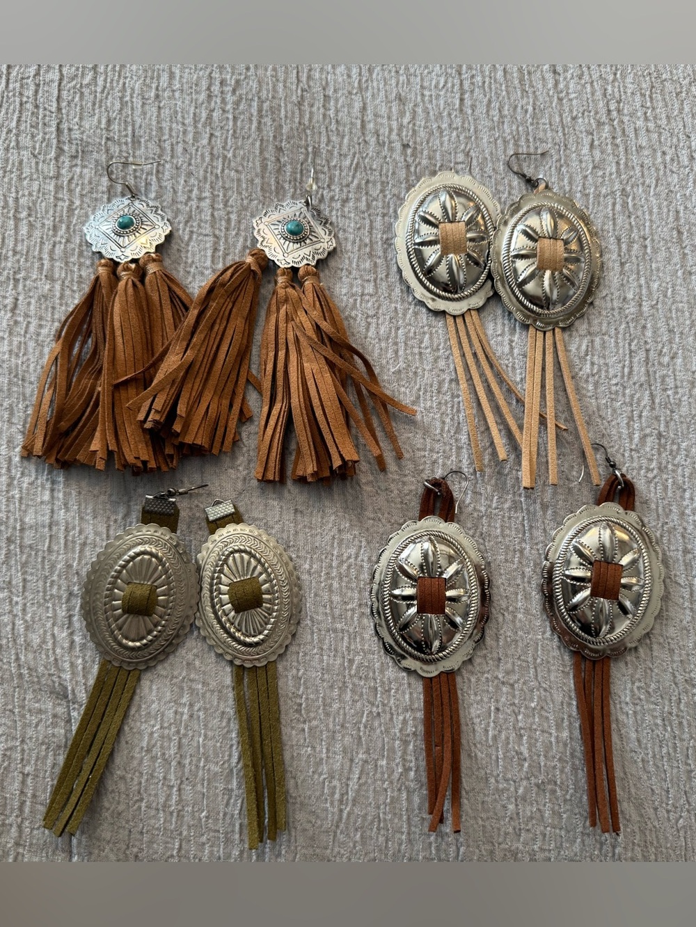 Handmade Western Tassel Drop Earrings in Brown and Tan